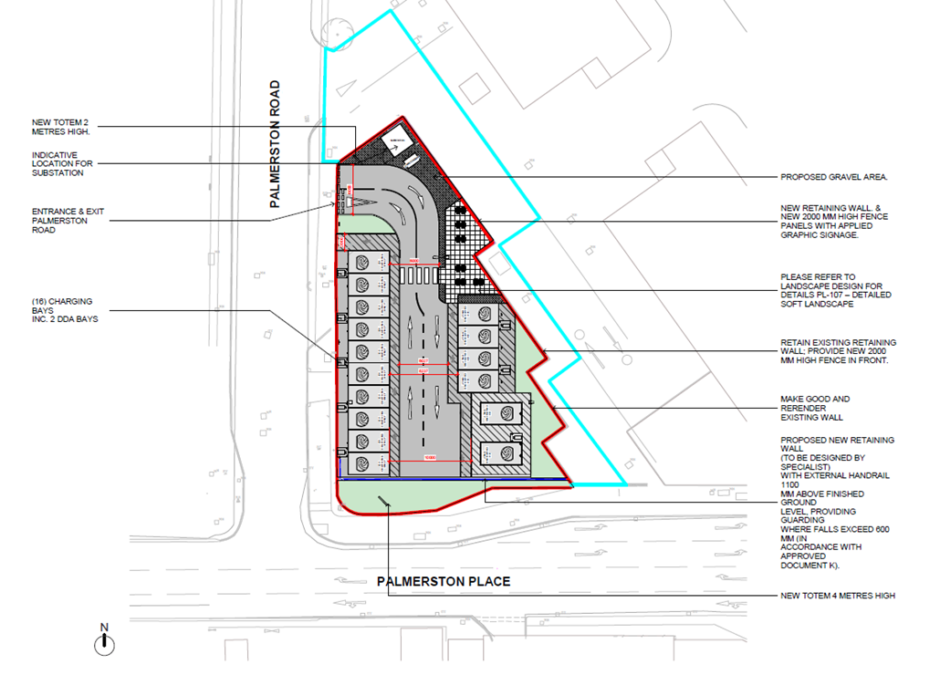 Drawn plan of EV charging hub Aberdeen