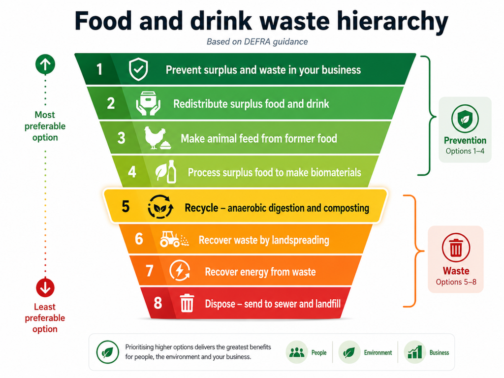 DEFRA Food and Drink Waste Hierarchy pyramid
